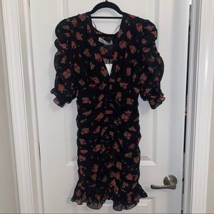 NWT Zara ruched floral mini dress